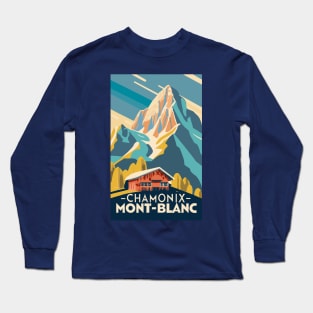 A Vintage Travel Art of Chamonix-Mont-Blanc - France Long Sleeve T-Shirt